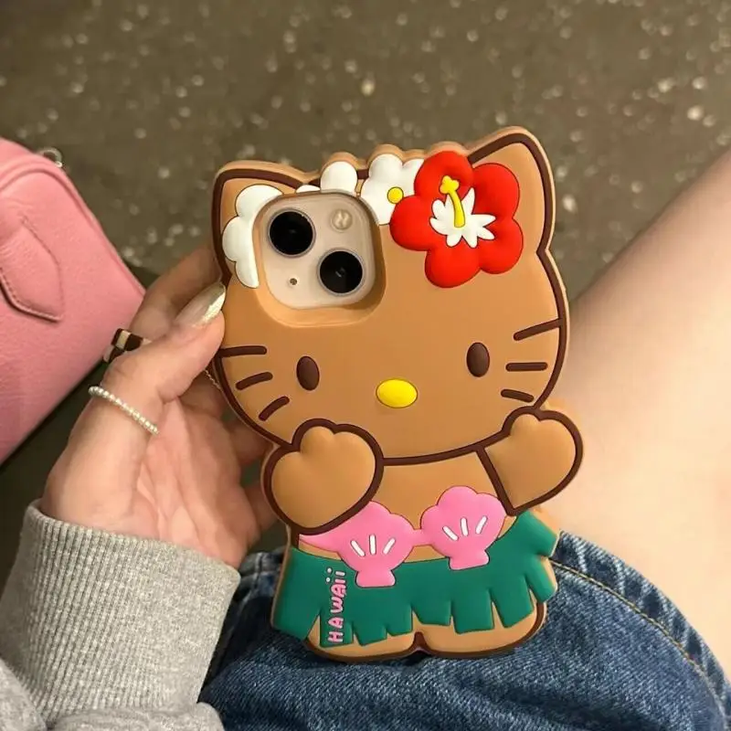 

Чехол для телефона Kawaii с аниме Hello Kitty для iPhone 14 13 12 Pro Max, гавайская серия, милая мультяшная задняя крышка Y2K, аксессуары для девочек, подарок