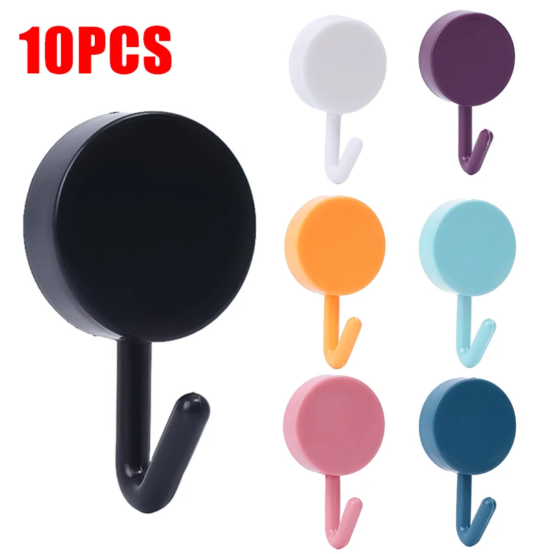 10PCS Self Adhesive Wall Hook Strong Kitchen Storage Sticky Hooks Towel Bag Clothing Bathroom Door Hanger Home Organizer Hooks wall mount hooks self adhesive hooks multi purpose hooks adhesive wall hook bag hook kitchen hooks wall organizer hook