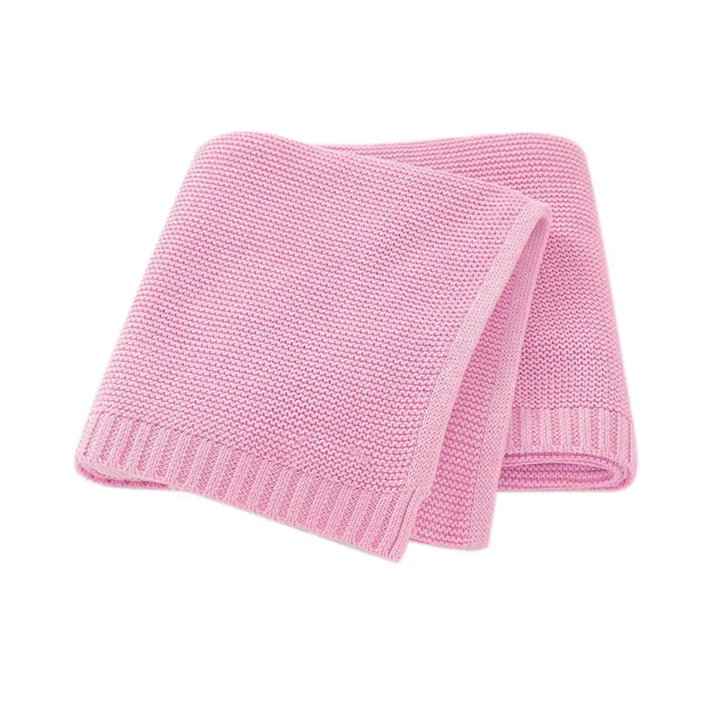Cotton Knitted Blanket Personalized Embroidered Name Baby Boy Baby Girl Soft Blanket Baby Shower Breathable Stroller Blanket 4