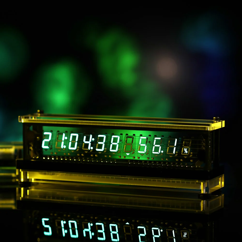 Analog IV18 Transparent Base VFD Screen Clock Retro Glow Tube Clock With Temperature Humidity Display Ornaments Birthday Gift 3
