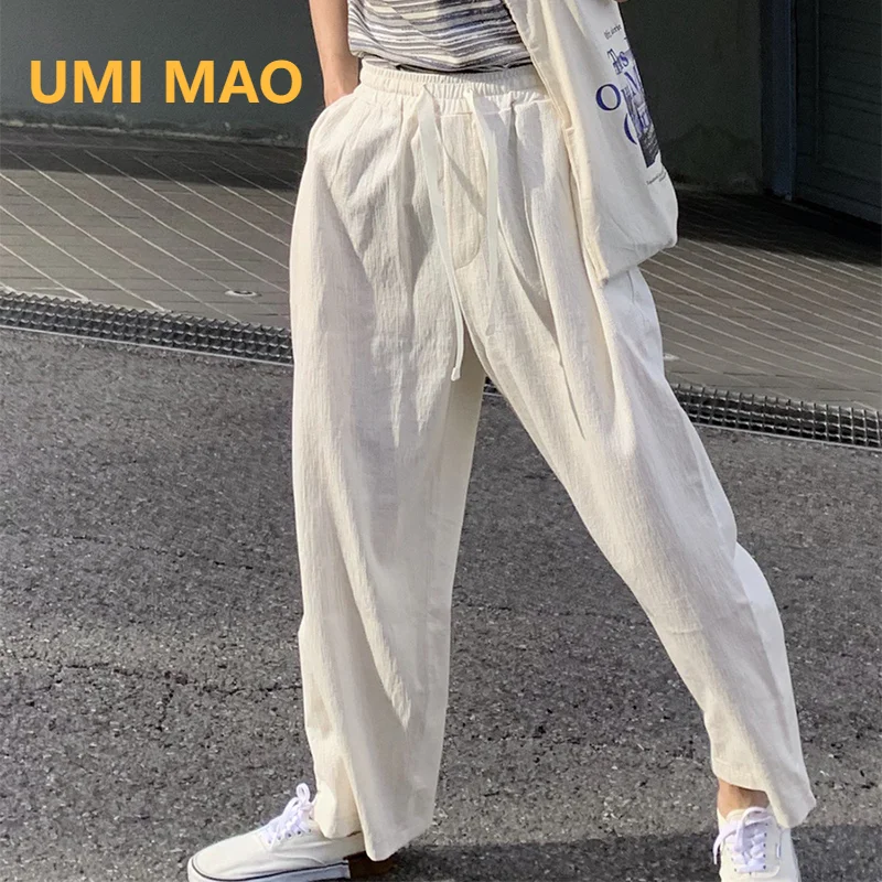 

UMI MAO Yamamoto Dark Pants Autumn New Korean Edition Elastic Waist Versatile Loose Straight Leg Casual Pants Couple Men Women