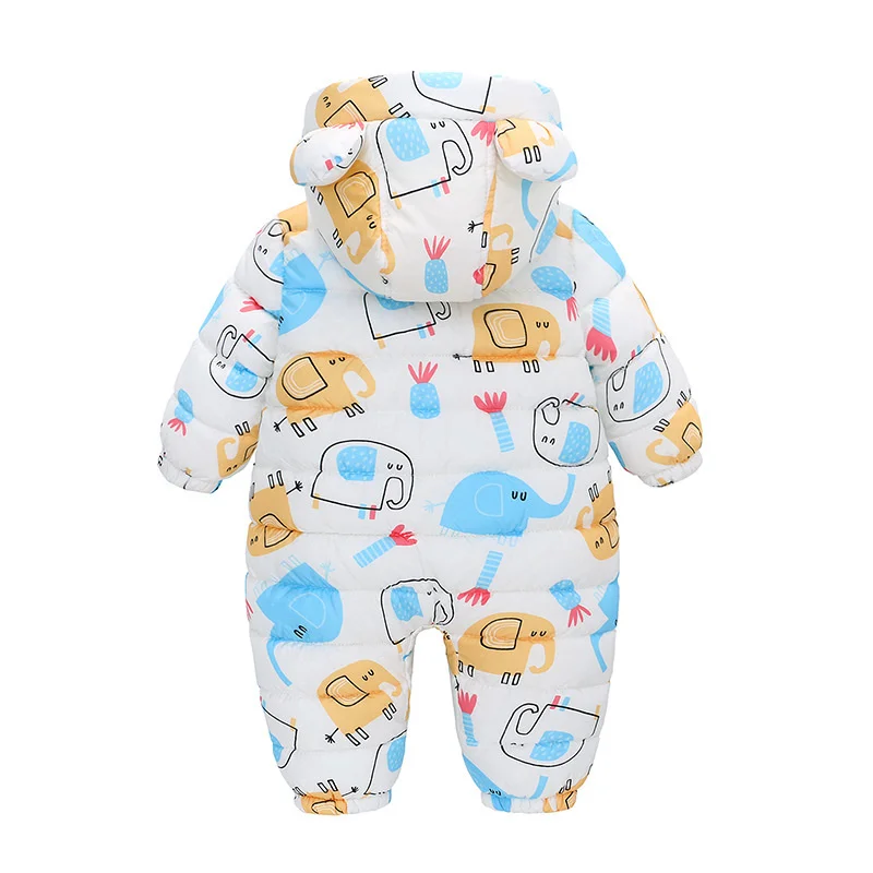 Winter 2023 New Born Jumpsuit Hooded Plus Velvet Warm Clothes Boys