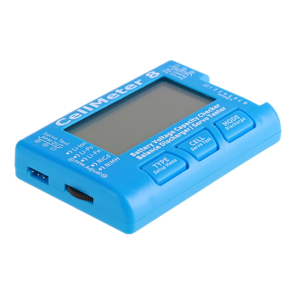 Vérificateur de cellules CellMeter 7 avec câbles et connecteurs, posé sur une surface blanche