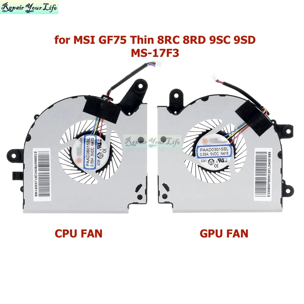 MS-17F3 Laptop CPU GPU Cooling Fan Cooler for MSI GF75 Thin 8RC