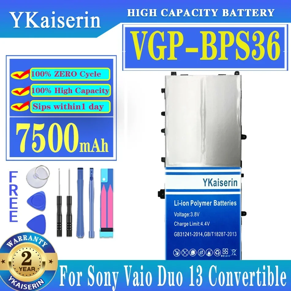 

YKaiserin Battery VGP-BPS36 7500mAh For Sony for Vaio Duo 13 Duo13 Convertible Touch 13.3" SVD13211CG Batteries