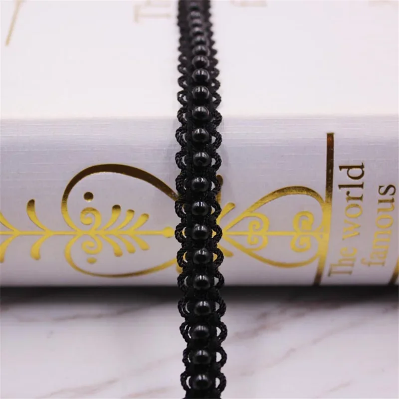 1 yards/lot white/black Pearl Beaded Lace Trim Tape Fabric Lace Ribbon Collar Dress Sewing Supplies Garment Headdress materials