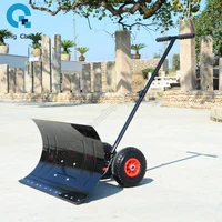 Wheeled Snow Shovel Pusher Efficient Heavy Duty Multi Angle Metal Sleigh Shovel Snow Plow for Park Doorway Walkways Driveway Car 2