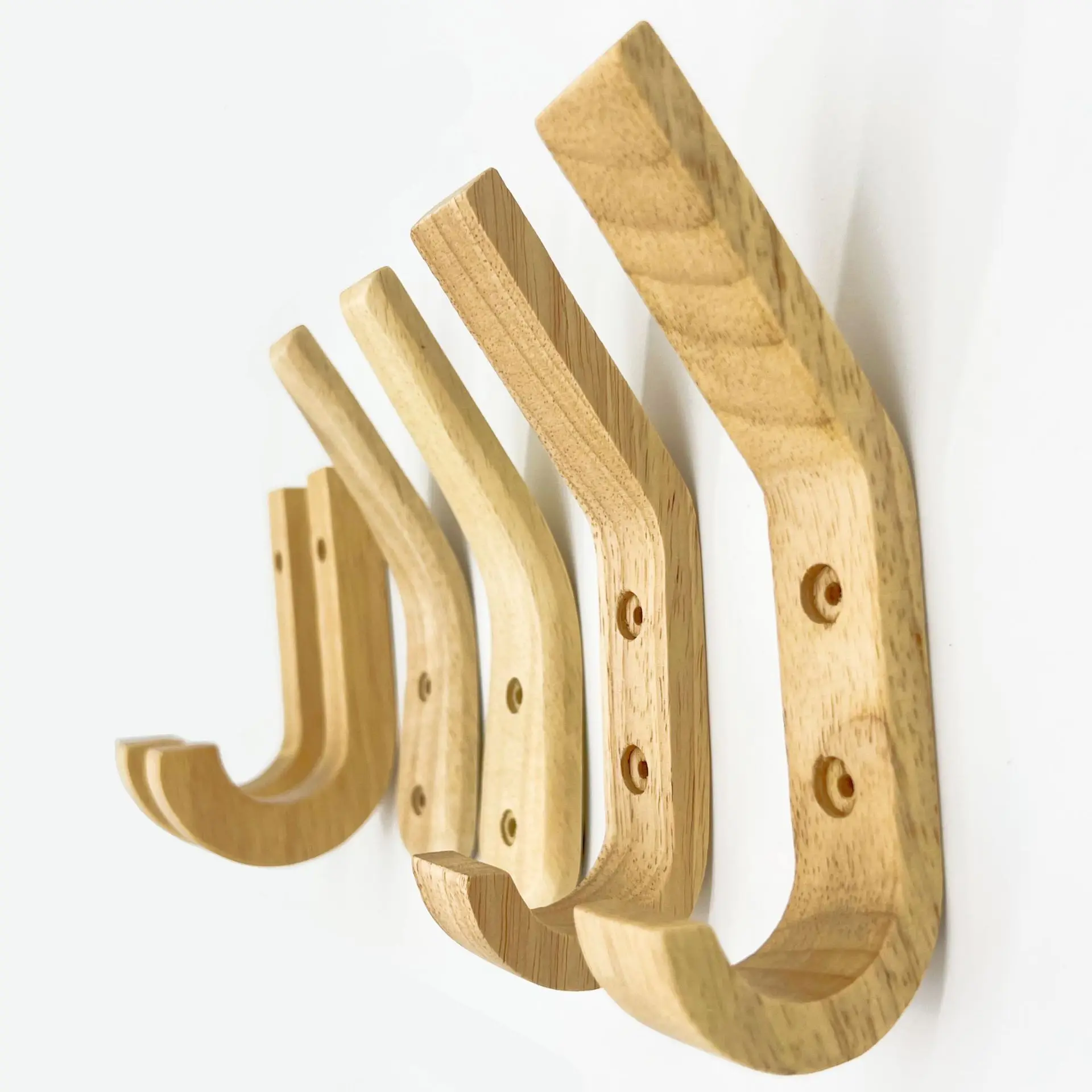 4PCS Solid Wood Creative Hook Rubber Coat Hook Wall Decoration Household Clothing Storage Decorative Key Holder