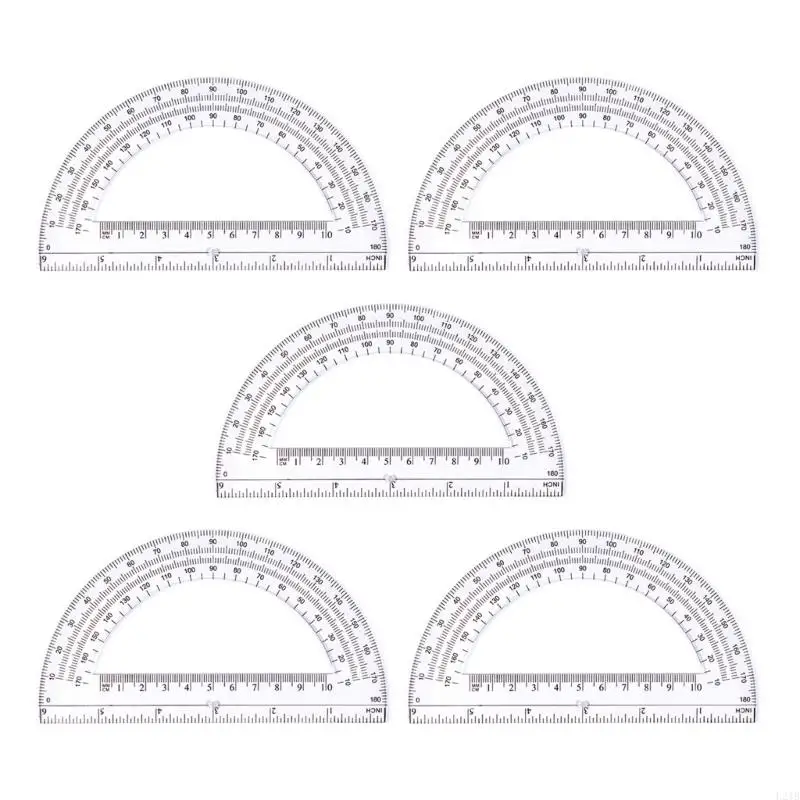 New 5Pieces Clear Protractor 6Inch Protractors 180 Degrees Math Protractors Measuring Tool for Student Teacher Drawing