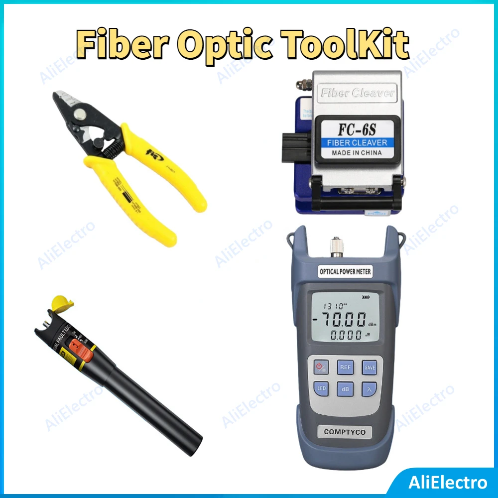 new-fiber-optic-toolkit-with-optical-power-meter-70dbm~-10dbm-fiber-cleaver-fc-6s-visual-fault-locator-10km-fiber-stripper