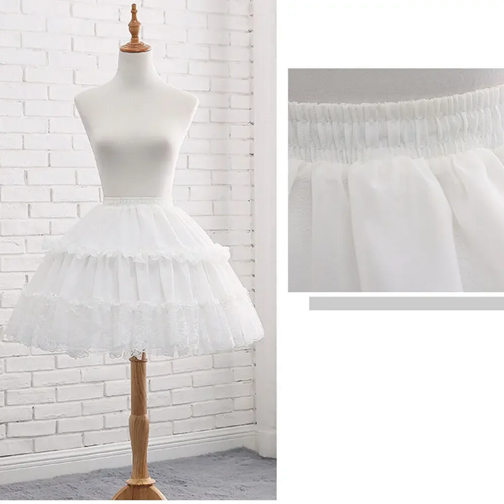 47cm Length Lace Crinoline 2 Hoop Petticoat Lolita Underskirt for Girls