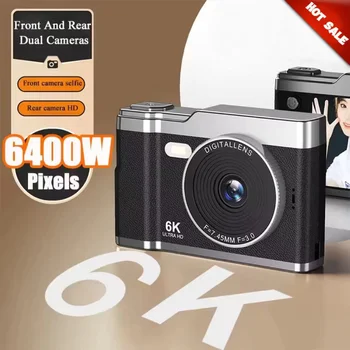 6K HD Digital Camera 2.4in IPS Display 8X Zoom 64MP Video Camera With Fill Light 4K Selfie Camera For Kids Students Teens 2025