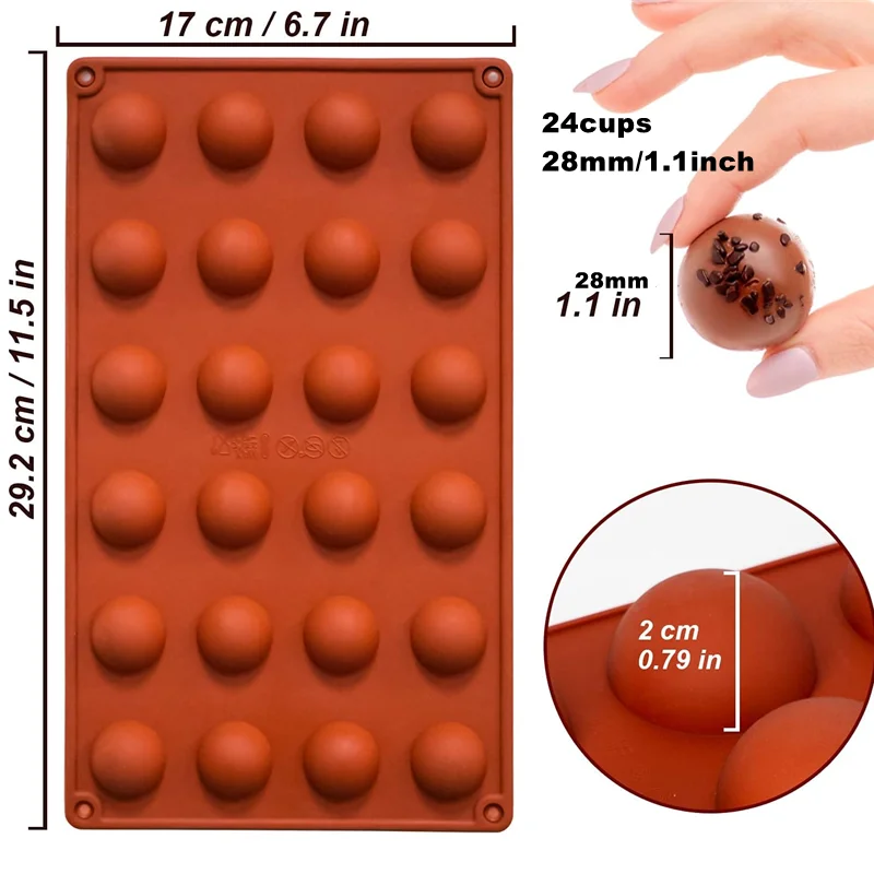 Silicone Semi-Sphere Baking Mold for Chocolate, Cake, Pudding, Candy, and Jelly