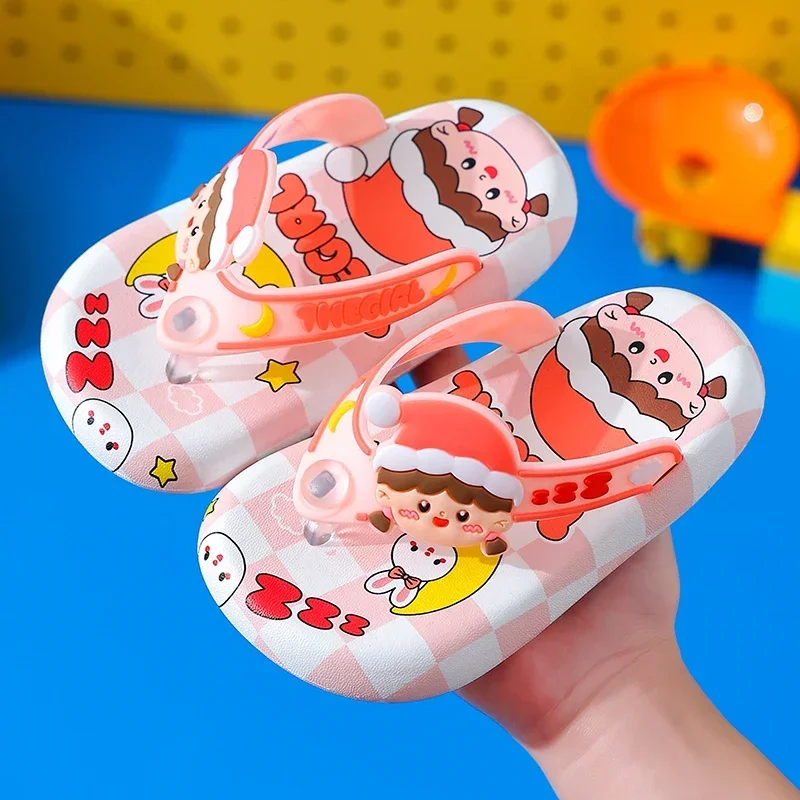 

New Summer Cute Cartoon Slippers Children's Flip-flop Non-Slip Flat Sole Sandals Boys And Girls Home Slides Kids Beach Shoes