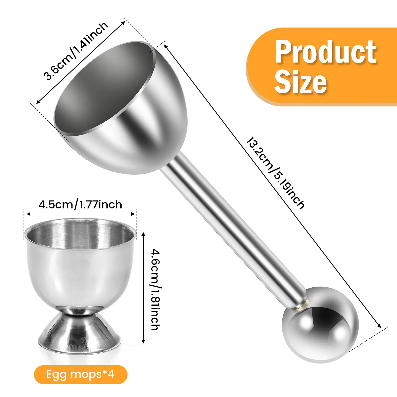Egg Cracker Topper Set 5Pcs Stainless Steel Egg Topper Cutter Portable Cutter Tool with 4 Cups For Kitchens Egg Shell Opener Egg Opener