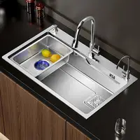 Nano Kitchen Sink Large Single Tank 304 Stainless Steel Side Row Vegetable Wash Basin Household Understage Basin Waterfall Sinks 1
