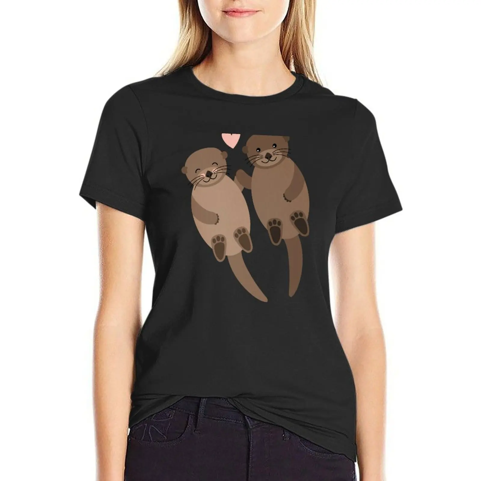 Otters T-Shirt anime clothes anime plus size t shirts for Women loose fit