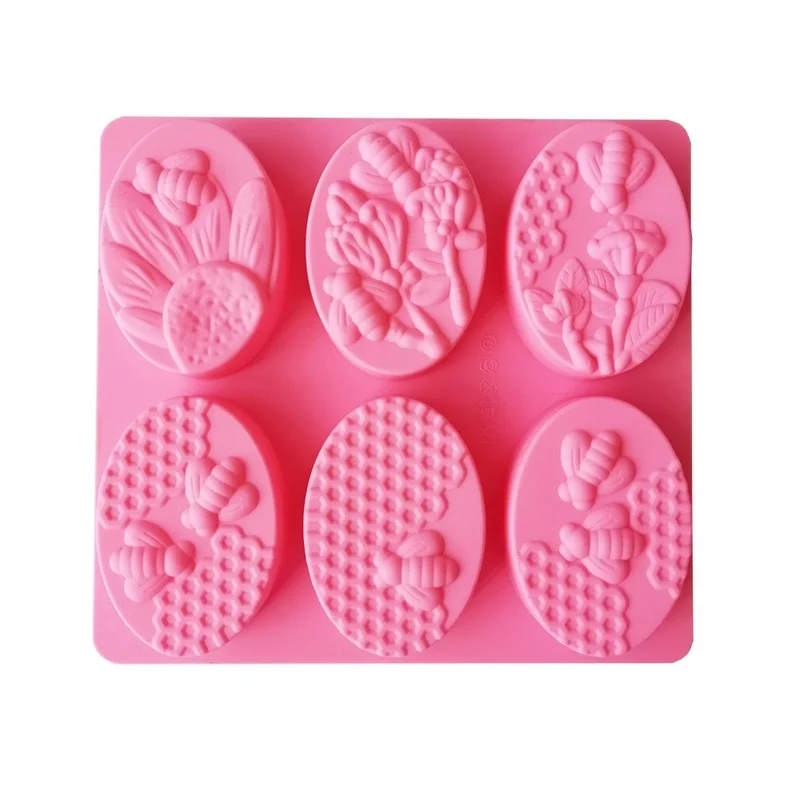 3D Insect Bee Silicone Soap Mold Oval Handmade Soap Making Supplies Diy Floral and Botanical Honeycomb Cake Baking Tools silicone mold baking mold