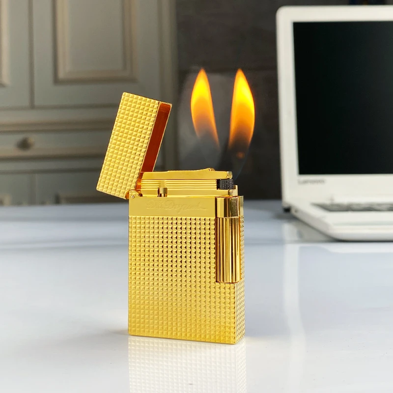 

New Commemorative Edition Metal Single Double Flame Luxury Lighter Ping Sound Natural Paint Cigarette Smoking Butane Lighter
