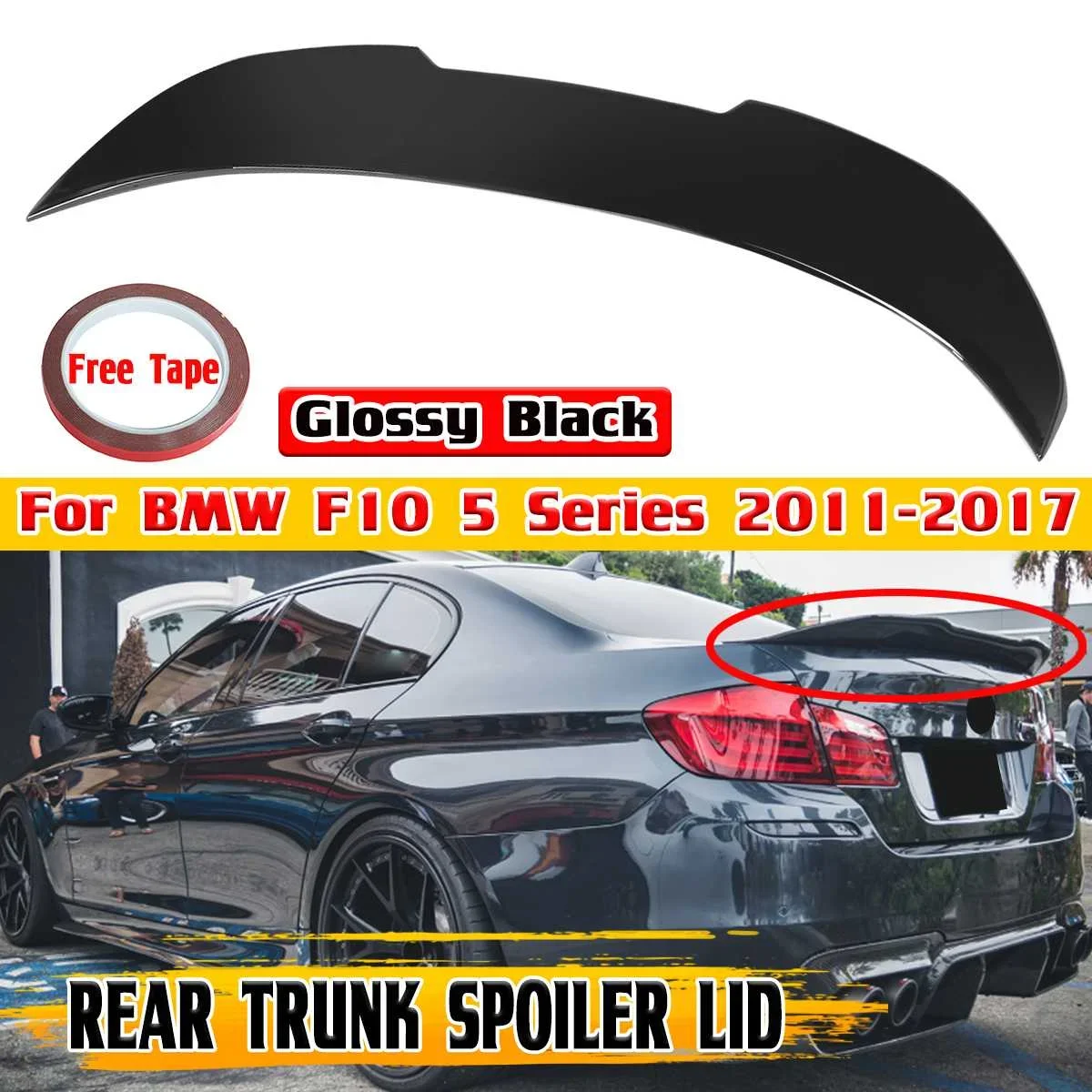 Nero/Fibra Di Carbonio Look Car Rear Trunk Boot Lip Spoiler Lipr Per Bmw F10 5 Series 2011-2017 Posteriore Boot Trunk Spoiler Lip Body Kit