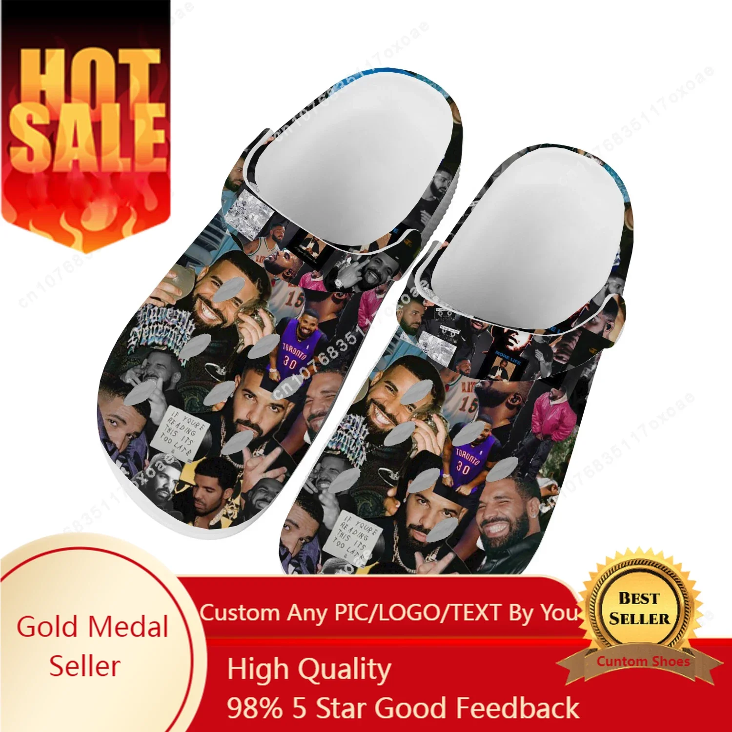 

Rapper Drake Drizzy Shoes Home Clog Mens Women Youth Boy Girl Sandals Shoes Garden Custom Breathable Shoe Beach Hole Slippers