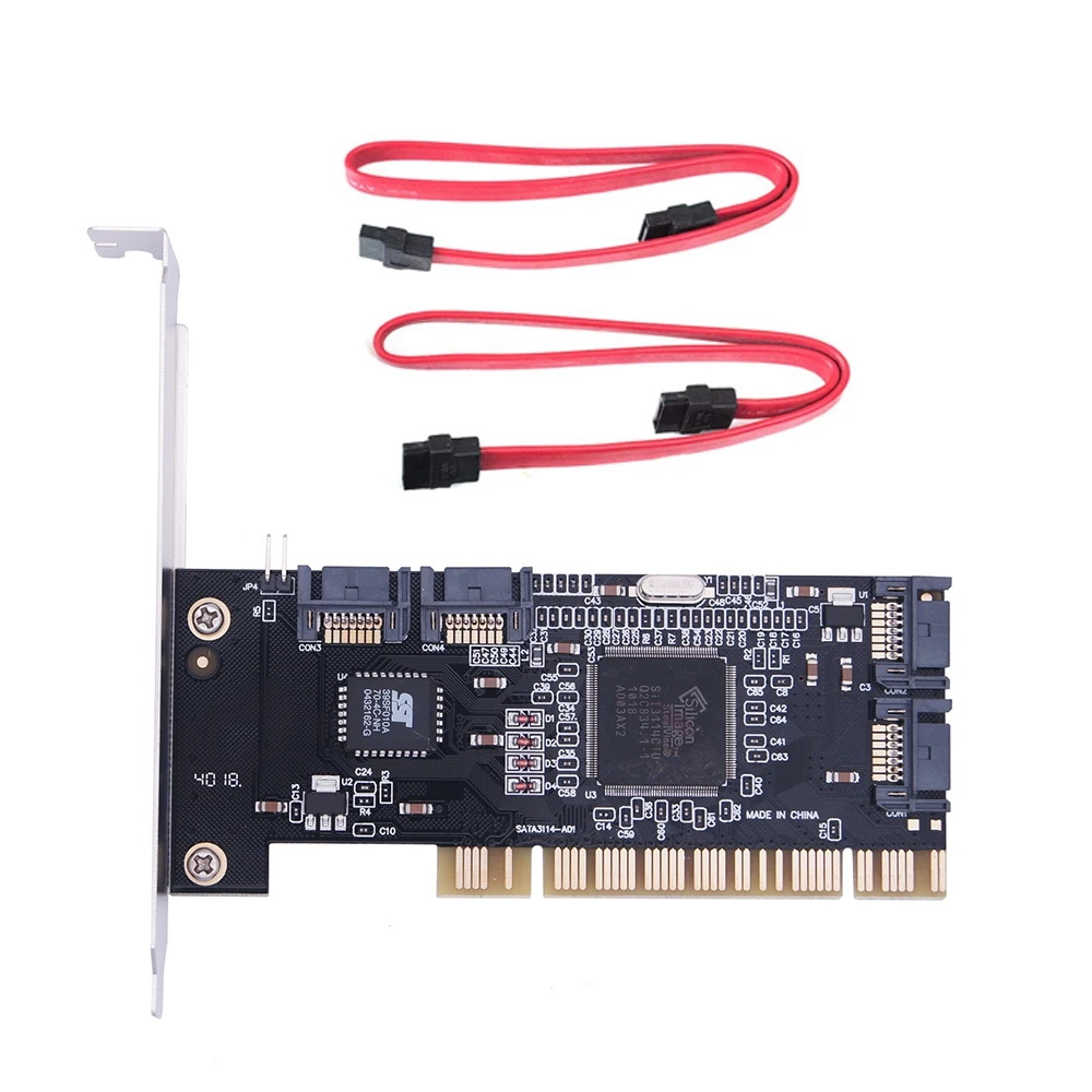 

4 Ports PCI SATA Raid Controller Internal Expansion Card with Two Sata Cables, for Desktop PC,Support SATA Hard Drive
