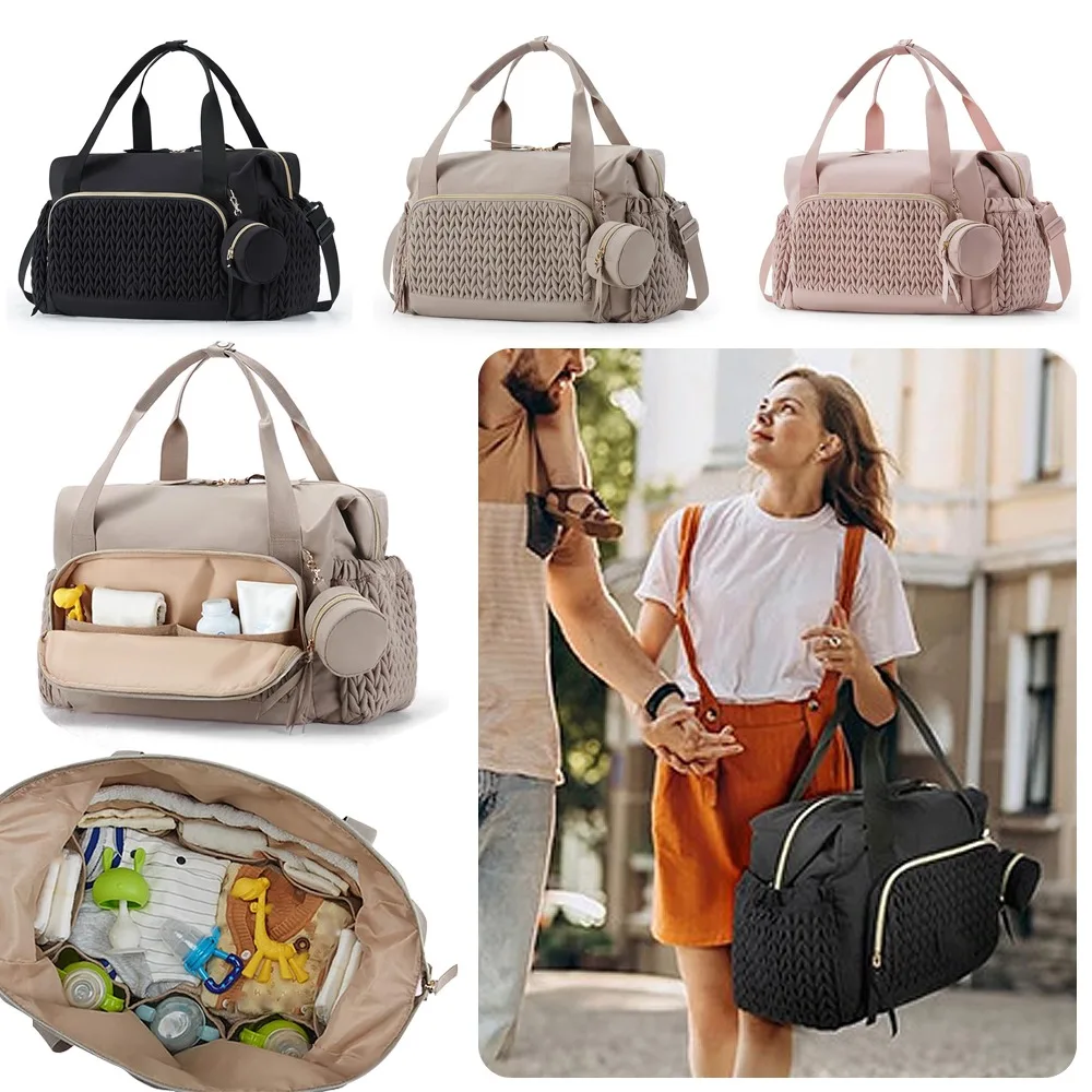 Multifunction Mommy Diaper Bag with Insulated Pocket Changing Pad Portable Baby Diaper Bag Large Capacity Nappy Waterproof