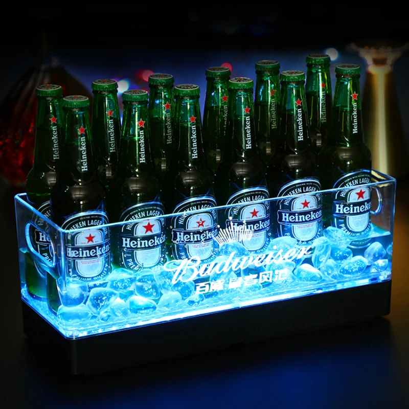 

Bar Luminous Ice Bucket Creative Rectangle Ice Tank Wine Box Champagne Bucket Foreign Wine Bucket Ice Cube Beer Ice Bucket