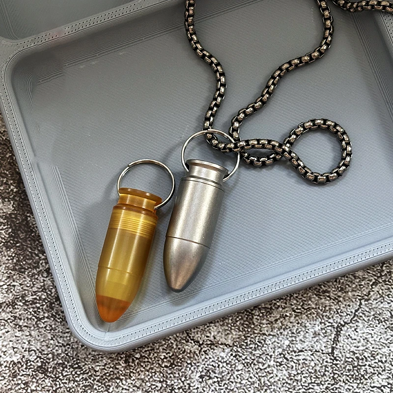 Titan legierung Medizin Box edc Halskette Anhänger Schlüssel bund wasserdichte Lagerung Notfall flasche Behälter Pille Fall tragbar – Detail 13