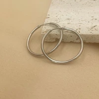 Stainless Steel 12-70mm Minimalist Big Circle Hoop Earrings for Women Trendy Gold Color Metal Smooth Round Earring Jewelry 5