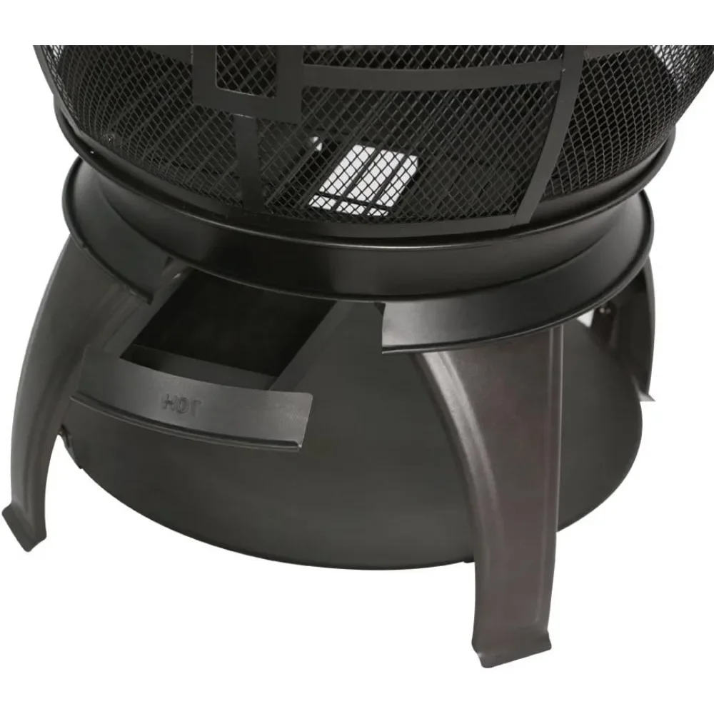Outdoor Wood Burning Pit, Outdoor Fireplace, Wooden Fireplace, Brown Black