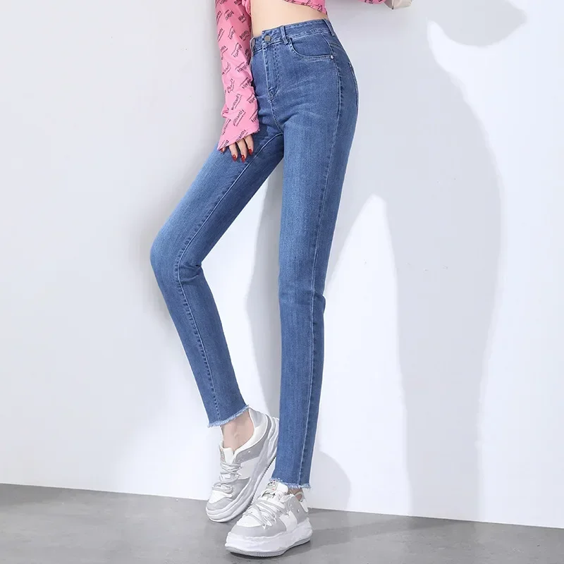 2023 New Woman Denim Pencil Pants Fashion Cotton Stretch Jeans High Waist Pants Women High Waist Jeans