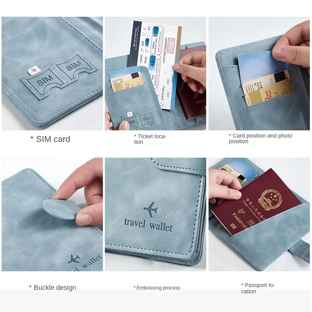 가죽 RFID 여권 거치대, 내구성 초박형 방수 RFID 지갑, 다기능 신용카드 홀더 거치대 여권