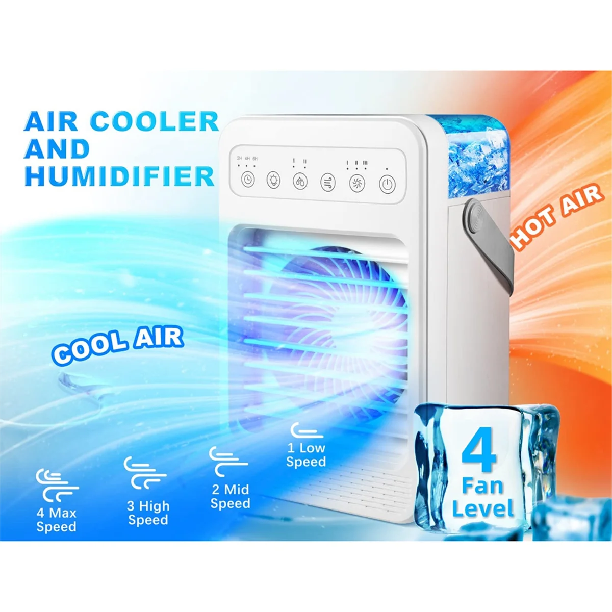 

Portable Air Conditioners Evaporative Air Cooler Humidifier 7 Colors Light Personal Air Conditioner Fan for Room Office