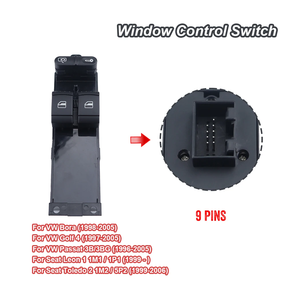 

Electric Power Window Lifter Control Switch For VW Bora Golf 4 Passat 3B 3BG Seat Leon 1 Toledo 2 Car Accessories 1J3959857