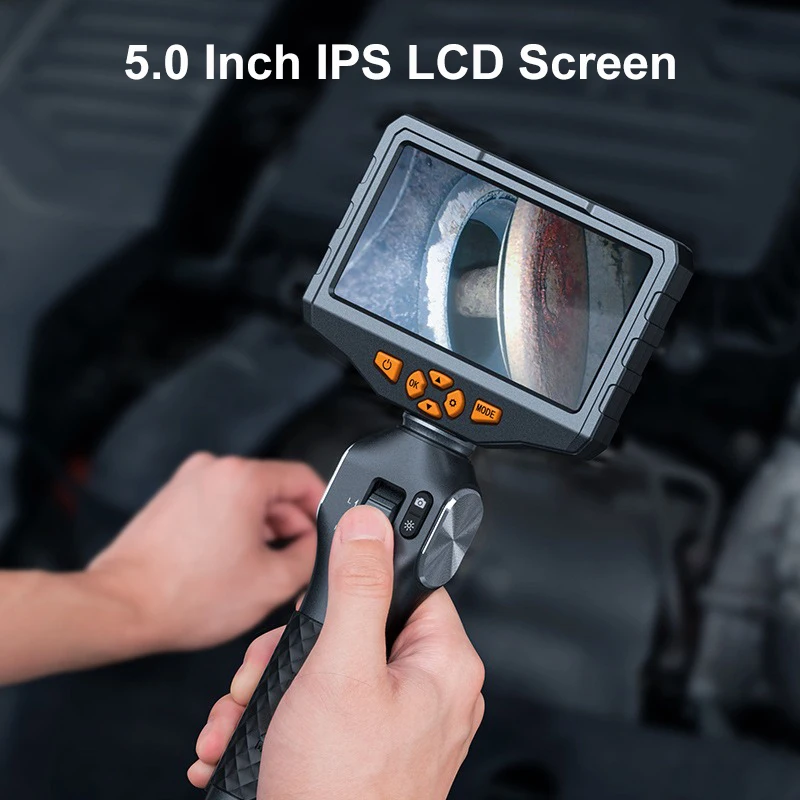 TESLONG TD500 5.0인치 IPS 스크린 양방향 210 ° 관절형 내시경 3.9mm 렌즈 내시경 카메라 1.55m 스테인리스 튜브 WIFI 포함