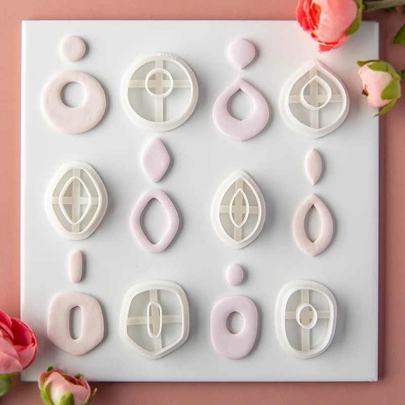 Geometry Series Simple Shape Polymer Clay Earring Cutting Molds Lace Hollow Jewelry Pendant Clay Cutters DIY Decoration Making,polymer clay cutter