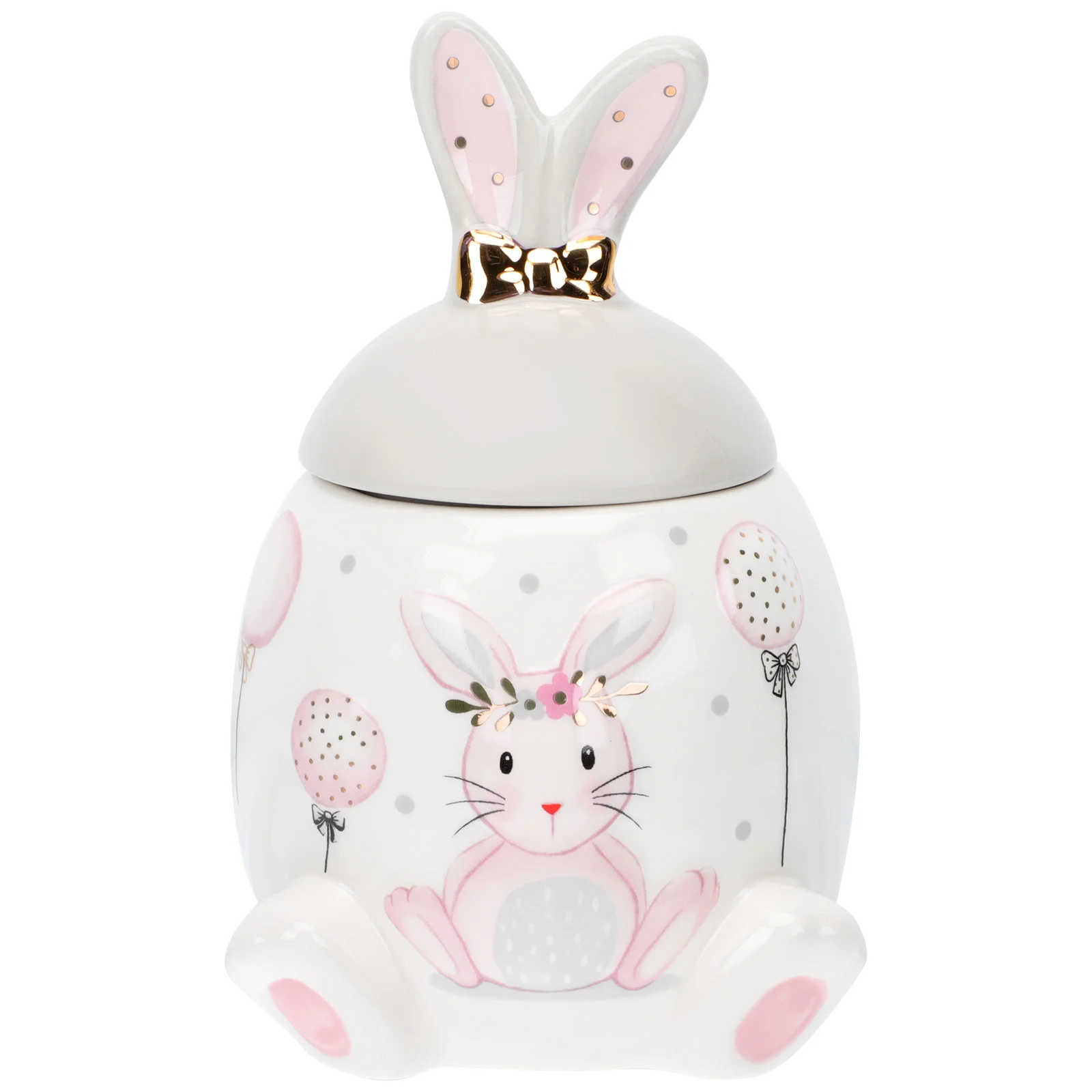 

Pink Gold Rabbit Jar Easter Bunny Ceramic Storage Can Wedding Animals Candy Ceramics Tea Leaf Cookie