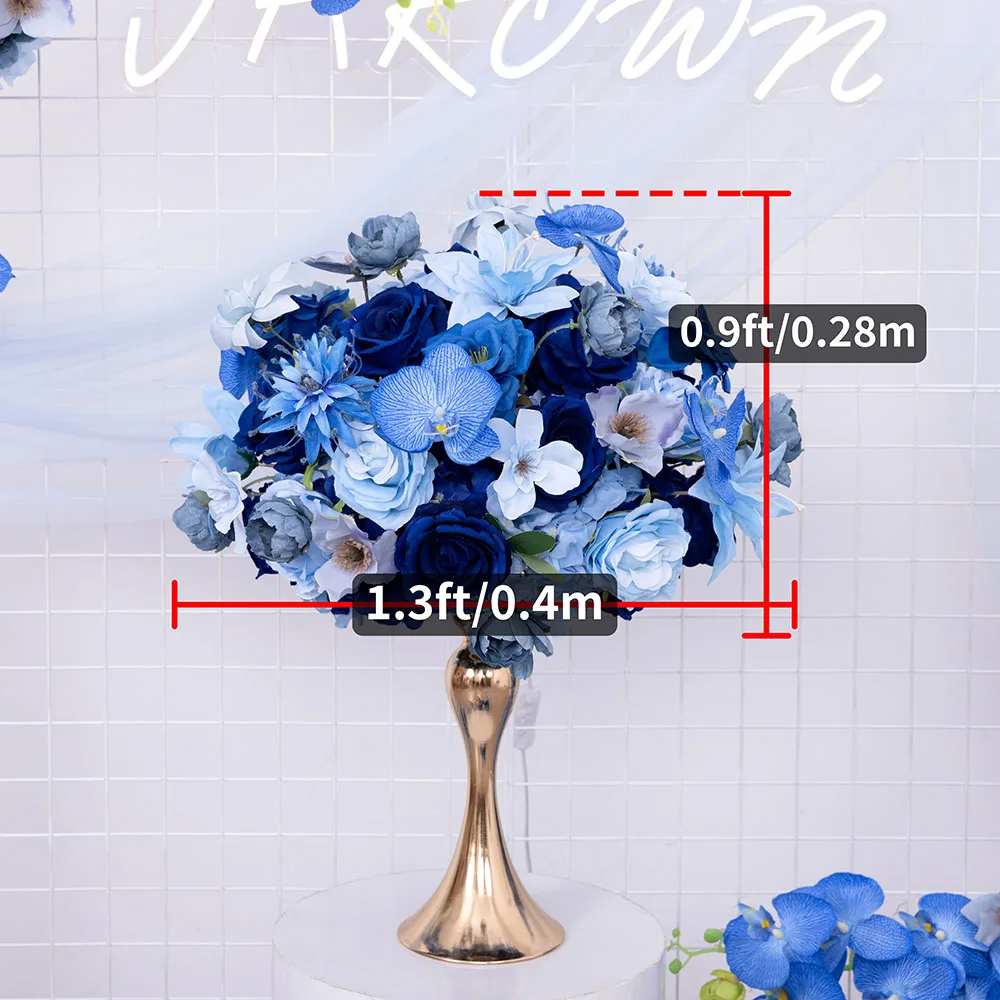Blue Series Artificial Rose Phalaenopsis Floral Arrangement Table Centerpiece for Wedding Backdrop Decor Stage Aisle Flowers