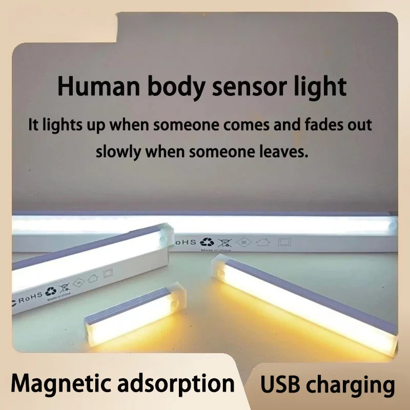 PIR Motion Sensor LED Cabinet Light 10CM/20CM/30CM/50CM USB Rechargeable 3000K/6000K Under magnetic night for led night light,led cabinet light,led motion sensor light,cabinet lights,motion sensor light,led cabinet lights,motion sensor lights,under cabinet light