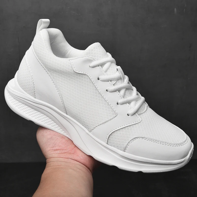 

Men Sneakers 2023 Spring Casual Height Increase Shoes Heightening Elevator Lace-Up Shoes for Men Insole 6Cm Solid Colors Loafers