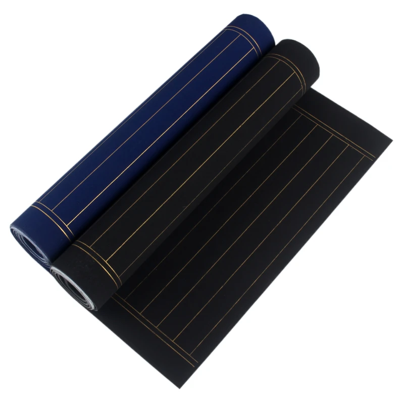 Chinese Pastel Rice Paper Vertical Grids Black Blue Half-ripe Xuan Paper Brush Pen Calligraphy Copy Scriptures Works Papel Arroz