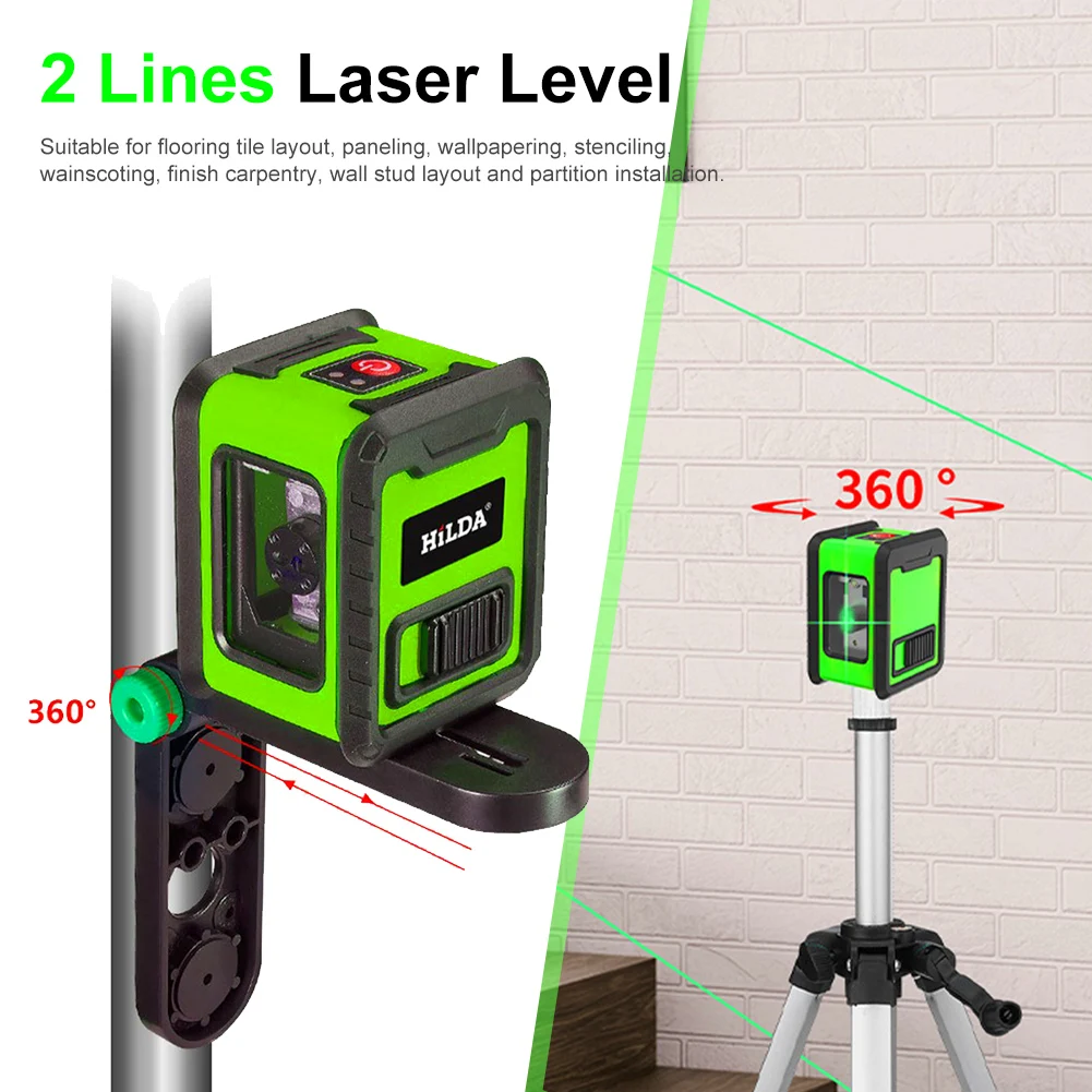 

2 Lines Laser Level Mini Self-leveling Green Beams Laser Level High Precision Horizontal Vertical Cross-Line Laser Leveling Tool