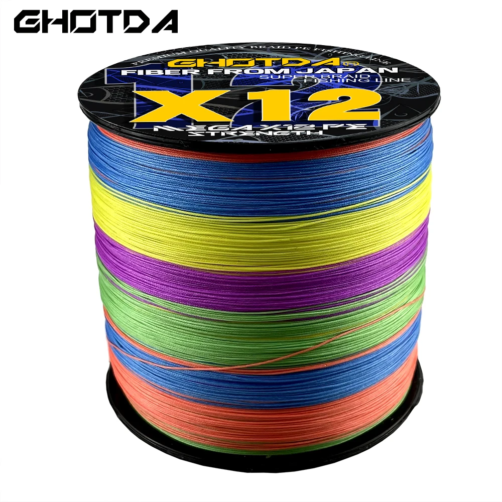 GHOTDA 12 Strand Braided Fishing Wire Line 1000M 500M 300M 100m Japanese Multifilament 100 PE Durable