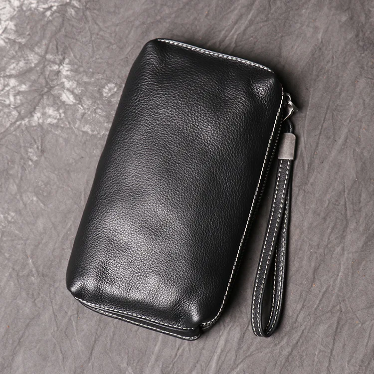 New Arrival Men's Genuine Leather Clutch Soft Long Wallet Fashion Cowhide Phone Bag