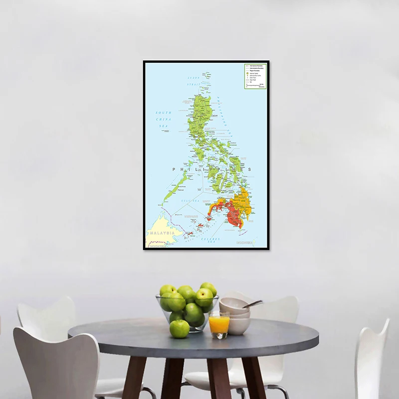 42*59cm Map of The Philippines Wall Decorative Poster Canvas Painting Unframed Art Print Living Room Home Decor School Supplies