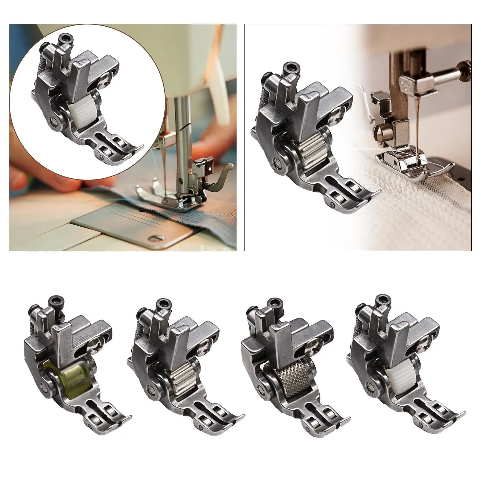 Industrial Sewing Machine Feet Steel Roller Presser Foot Flat Bed Sewing Machine Part for Thick Fabric