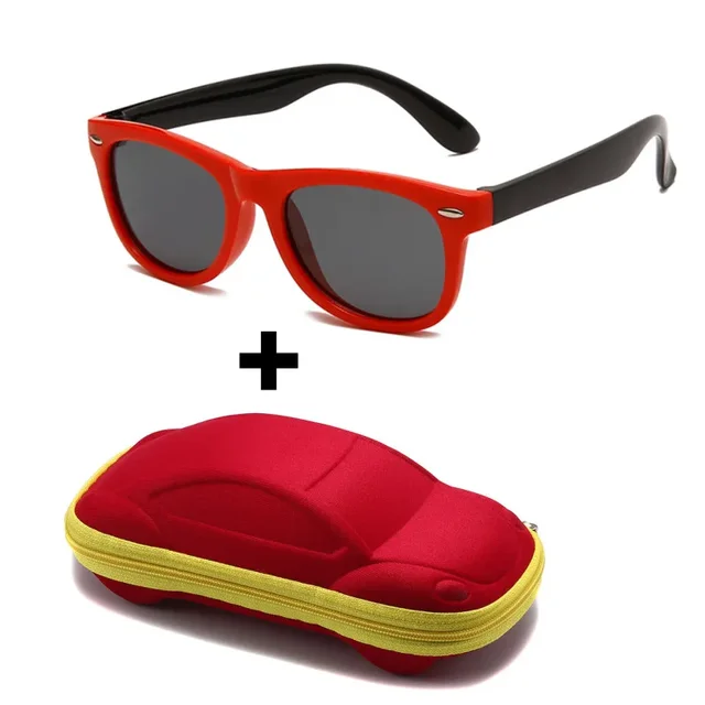 안경 상자가있는 아기 실리콘 선글라스, 야외 고글, 선글라스, AC 렌즈 안전 안경 및 케이스, 어린이 선물, 남아 및 여아