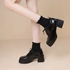 Autumn Women New High Heels Thick Heel Pumps Spring Autumn Square Head Solid Colour Lightweight Leather Shoes Sapatilha Feminina 2