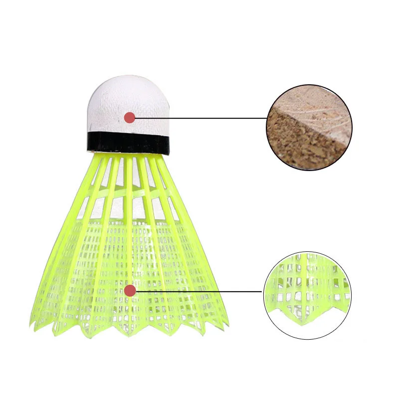 6pcs a Barreled Badminton Imitation Nylon Ball Plastic Shuttlecock Ruffles Fiber Head Shuttlecock Racquet Sports Accessories